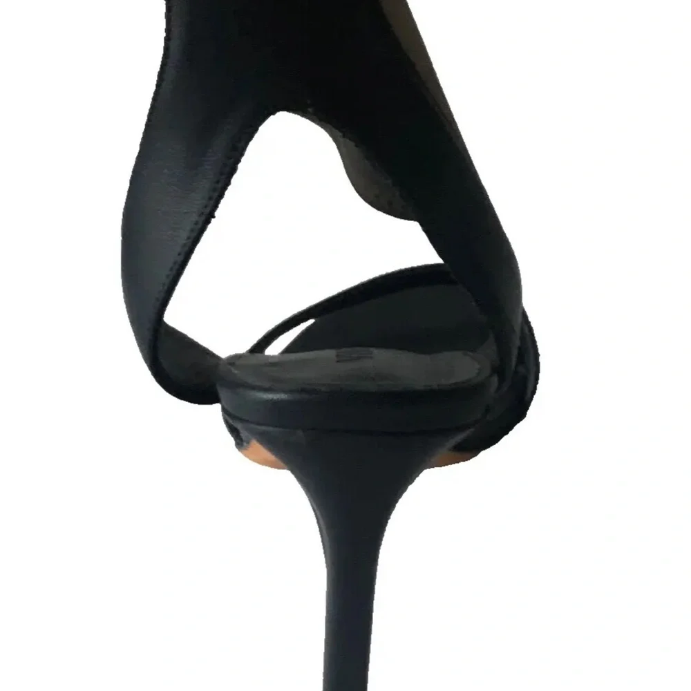 Vince Ankle Stretch Cuff Open Toe Stiletto Sandals Black Size 6 Sample Sale
